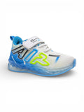 Air Print Detailed Velcro Closure LED Shoes - White