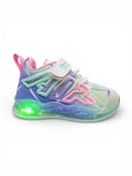 Air Print Detailed Velcro Closure LED Shoes - White