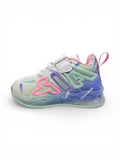 Air Print Detailed Velcro Closure LED Shoes - White