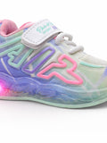 Air Print Detailed Velcro Closure LED Shoes - White