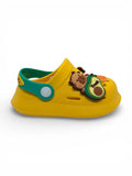 Cartoon & Typography Applique Anti Slip Perforated Sling back Clogs - Yellow