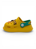 Cartoon & Typography Applique Anti Slip Perforated Sling back Clogs - Yellow