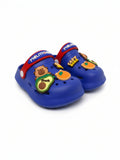 Cartoon & Typography Applique Anti Slip Perforated Sling back Clogs - Navy Blue