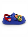 Cartoon & Typography Applique Anti Slip Perforated Sling back Clogs - Navy Blue