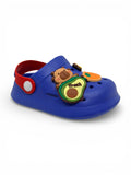Cartoon & Typography Applique Anti Slip Perforated Sling back Clogs - Navy Blue