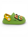 Cartoon & Typography Applique Anti Slip Perforated Sling back Clogs - Green