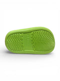 Cartoon & Typography Applique Anti Slip Perforated Sling back Clogs - Green