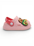 Cartoon & Typography Applique Anti Slip Perforated Sling back Clogs - Pink