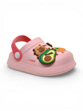 Cartoon & Typography Applique Anti Slip Perforated Sling back Clogs - Pink