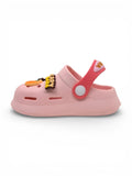 Cartoon & Typography Applique Anti Slip Perforated Sling back Clogs - Pink