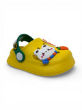 Cartoon & Typography Applique Anti Slip Perforated Sling back Clogs - Yellow