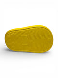 Cartoon & Typography Applique Anti Slip Perforated Sling back Clogs - Yellow