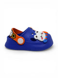 Cartoon & Typography Applique Anti Slip Perforated Sling back Clogs - Navy Blue