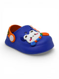 Cartoon & Typography Applique Anti Slip Perforated Sling back Clogs - Navy Blue