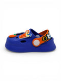Cartoon & Typography Applique Anti Slip Perforated Sling back Clogs - Navy Blue