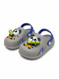 Panda Applique Anti Slip Perforated Sling back Clogs - Grey
