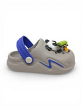 Panda Applique Anti Slip Perforated Sling back Clogs - Grey