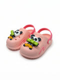 Panda Applique Anti Slip Perforated Sling back Clogs - Pink