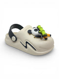 Panda Applique Anti Slip Perforated Sling back Clogs - Cream