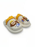 Bear Applique Anti Slip Perforated Sling back Clogs - Cream