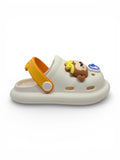 Bear Applique Anti Slip Perforated Sling back Clogs - Cream