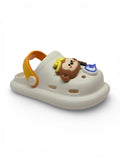 Bear Applique Anti Slip Perforated Sling back Clogs - Cream