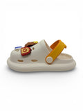 Bear Applique Anti Slip Perforated Sling back Clogs - Cream