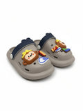Bear Applique Anti Slip Perforated Sling back Clogs - Grey