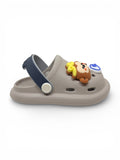 Bear Applique Anti Slip Perforated Sling back Clogs - Grey