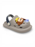 Bear Applique Anti Slip Perforated Sling back Clogs - Grey
