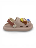 Bear Applique Anti Slip Perforated Sling back Clogs - Brown