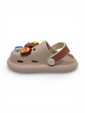 Bear Applique Anti Slip Perforated Sling back Clogs - Brown