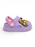 Cartoon & Typography Applique Anti Slip Perforated Sling back Clogs - Mauve
