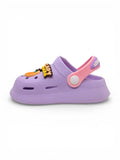 Cartoon & Typography Applique Anti Slip Perforated Sling back Clogs - Mauve