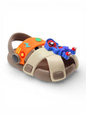 Spiderman Applique Detailed Slingback Sandals - Brown
