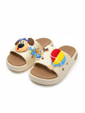 Dog Applique Flip Flops - Beige