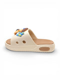 Dog Applique Flip Flops - Beige