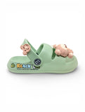 Bear Applique Detailed Slingback Sandals - Green