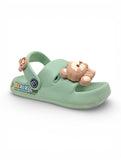 Bear Applique Detailed Slingback Sandals - Green