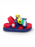 Construction Cartoon Applique Detailed Slingback Sandals - Red