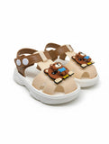 Bear Applique Detailed Slingback Sandals - Cream