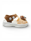 Bear Applique Detailed Slingback Sandals - Cream
