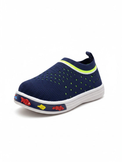 Mesh Detailed Cut Out Designed Slip On Musical Shoes - Navy Blue