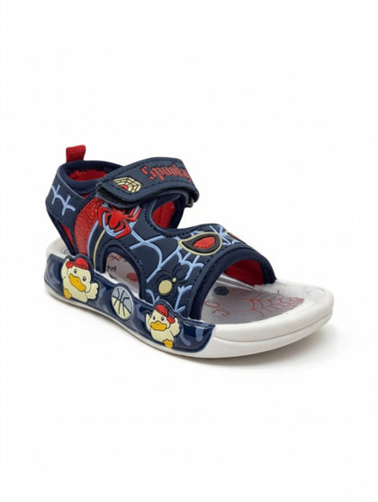 Spider Designed Velcro Closure Sandals - Navy Blue