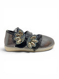Bow Applique Detailed Velcro Closure Ballerinas - Black