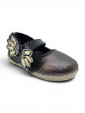 Bow Applique Detailed Velcro Closure Ballerinas - Black