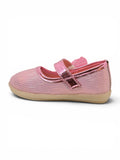 Bow Applique Detailed Velcro Closure Ballerinas - Pink