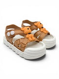 Bear Applique Detailed Slingback Sandals - Brown