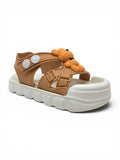 Bear Applique Detailed Slingback Sandals - Brown
