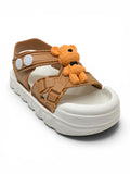 Bear Applique Detailed Slingback Sandals - Brown